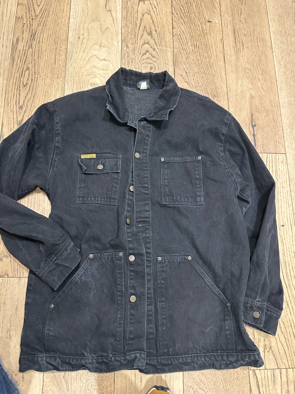 Vintage Prsn Blu Prison Blues Denim Yard Chore Jacket Coat Sz xl Made In USA BLK